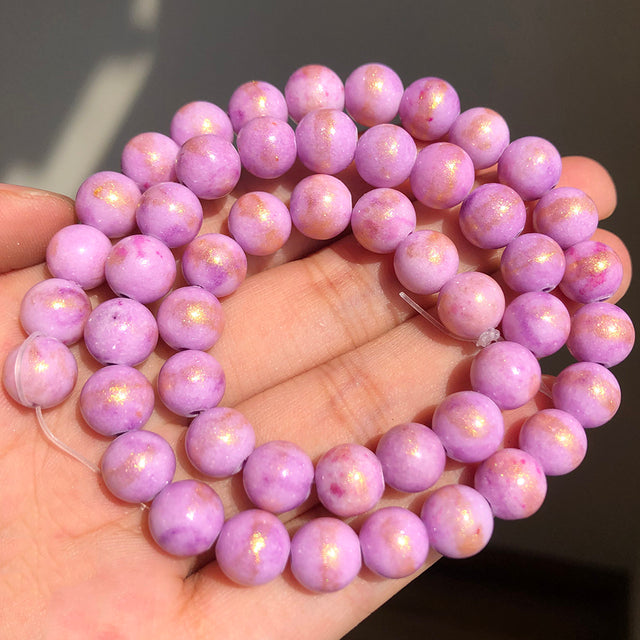 White Howlite Spun Gold Loose Stone Round Beads for Jewelry Making DIY Bracelet 15'' strand 4/6/8/10/12mm