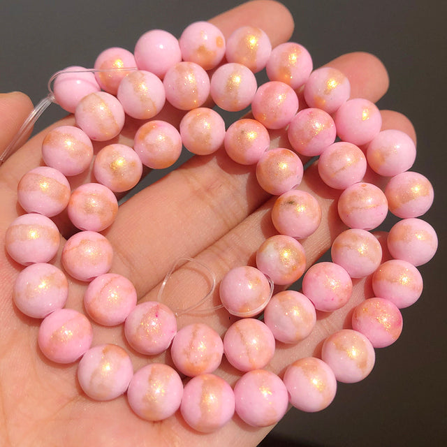 White Howlite Spun Gold Loose Stone Round Beads for Jewelry Making DIY Bracelet 15'' strand 4/6/8/10/12mm