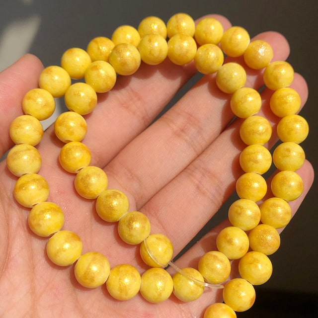 White Howlite Spun Gold Loose Stone Round Beads for Jewelry Making DIY Bracelet 15'' strand 4/6/8/10/12mm