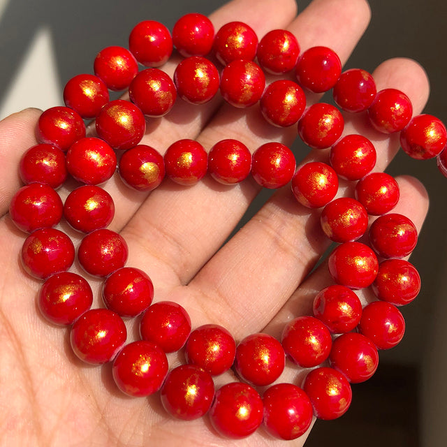 White Howlite Spun Gold Loose Stone Round Beads for Jewelry Making DIY Bracelet 15'' strand 4/6/8/10/12mm