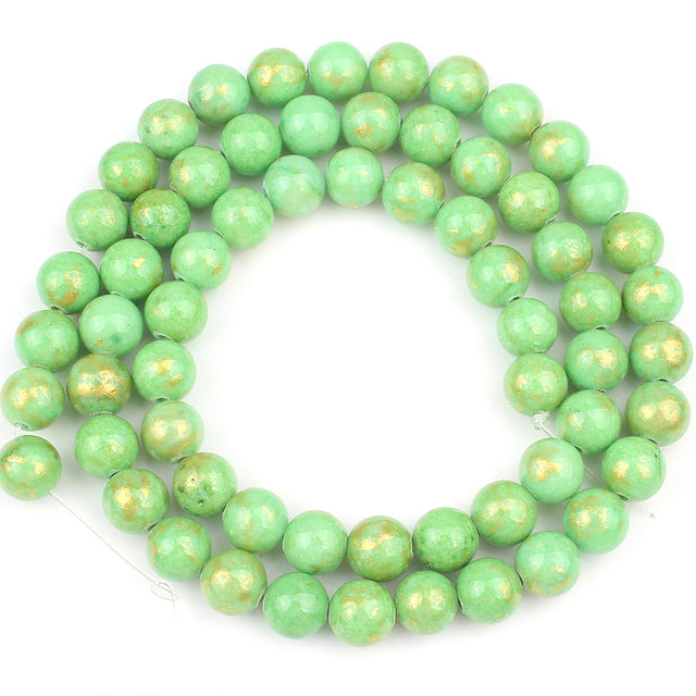 White Howlite Spun Gold Loose Stone Round Beads for Jewelry Making DIY Bracelet 15'' strand 4/6/8/10/12mm