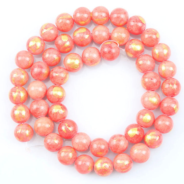 White Howlite Spun Gold Loose Stone Round Beads for Jewelry Making DIY Bracelet 15'' strand 4/6/8/10/12mm