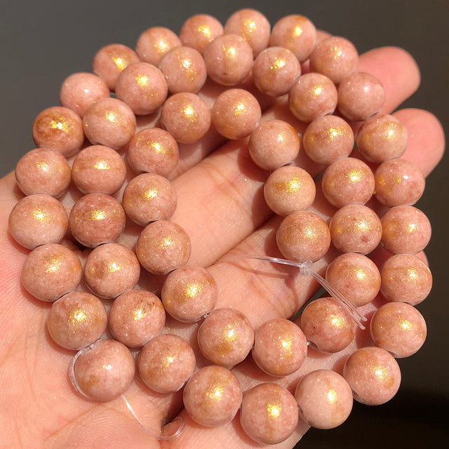 White Howlite Spun Gold Loose Stone Round Beads for Jewelry Making DIY Bracelet 15'' strand 4/6/8/10/12mm