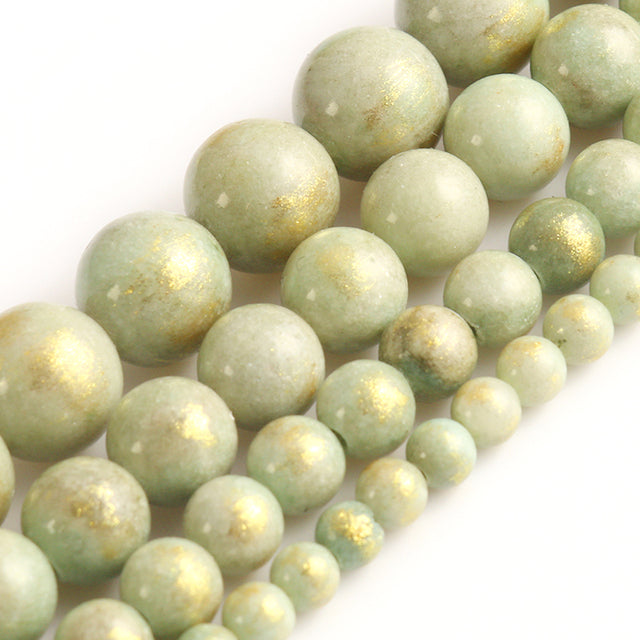 White Howlite Spun Gold Loose Stone Round Beads for Jewelry Making DIY Bracelet 15'' strand 4/6/8/10/12mm