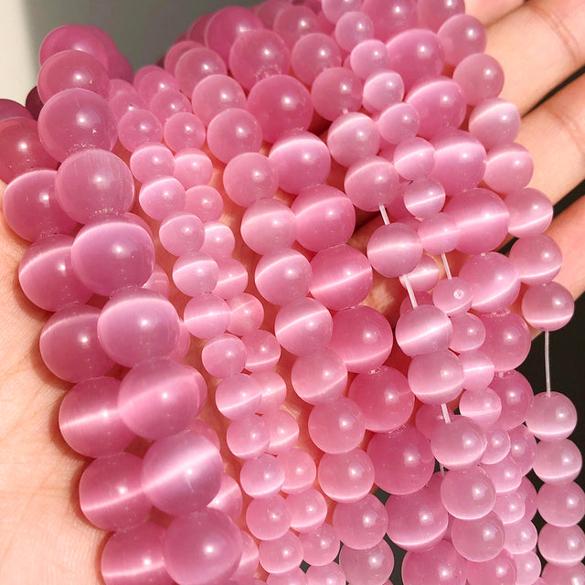 Natural Moon Stone Beads White Cat Eye Round Loose Beads 4/6/8/10/12mm Jewelry Making DIY Bracelet 15" Strand