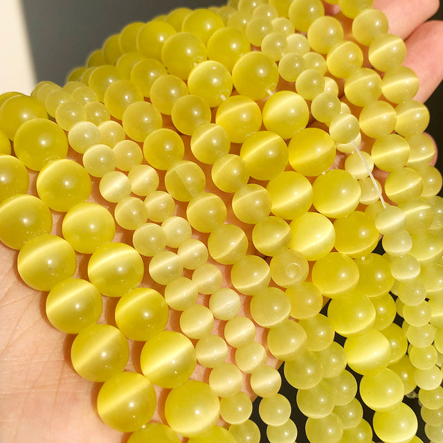 Natural Moon Stone Beads White Cat Eye Round Loose Beads 4/6/8/10/12mm Jewelry Making DIY Bracelet 15" Strand
