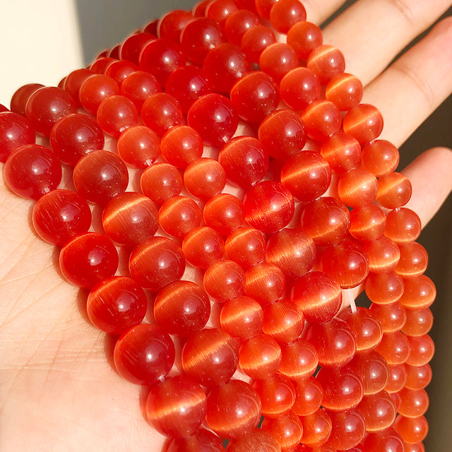Natural Moon Stone Beads White Cat Eye Round Loose Beads 4/6/8/10/12mm Jewelry Making DIY Bracelet 15" Strand