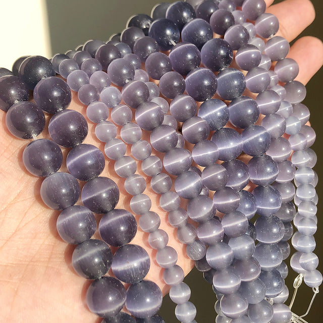 Natural Moon Stone Beads White Cat Eye Round Loose Beads 4/6/8/10/12mm Jewelry Making DIY Bracelet 15" Strand