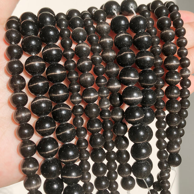 Natural Moon Stone Beads White Cat Eye Round Loose Beads 4/6/8/10/12mm Jewelry Making DIY Bracelet 15" Strand