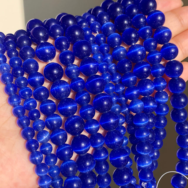 Natural Moon Stone Beads White Cat Eye Round Loose Beads 4/6/8/10/12mm Jewelry Making DIY Bracelet 15" Strand