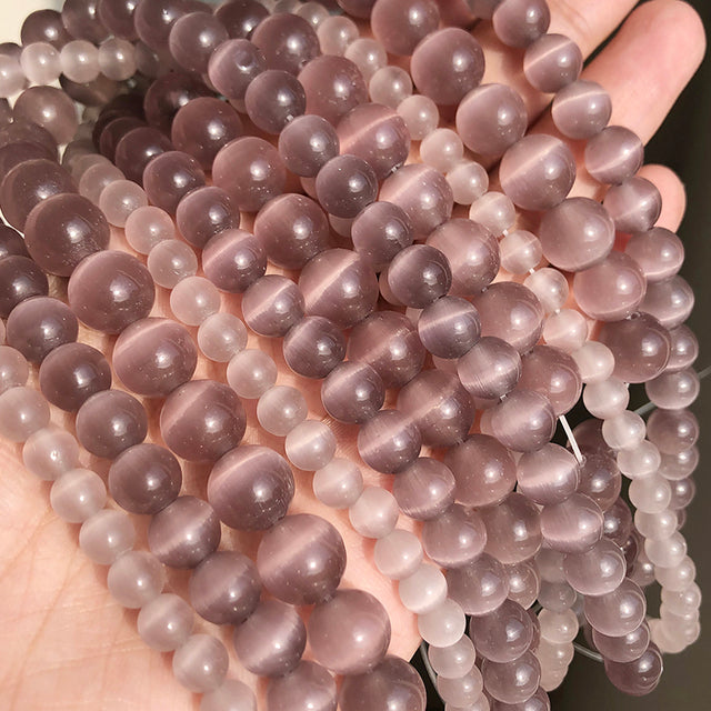 Natural Moon Stone Beads White Cat Eye Round Loose Beads 4/6/8/10/12mm Jewelry Making DIY Bracelet 15" Strand