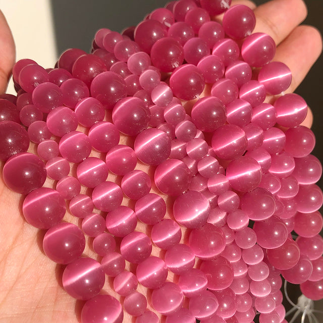 Natural Moon Stone Beads White Cat Eye Round Loose Beads 4/6/8/10/12mm Jewelry Making DIY Bracelet 15" Strand