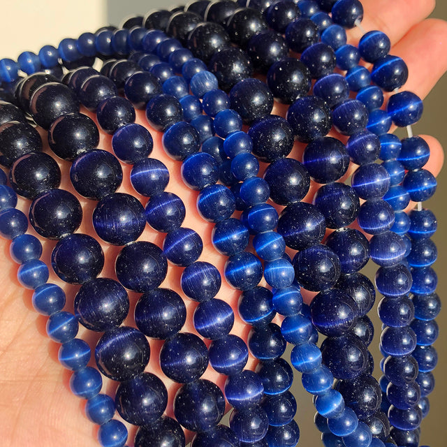 Natural Moon Stone Beads White Cat Eye Round Loose Beads 4/6/8/10/12mm Jewelry Making DIY Bracelet 15" Strand