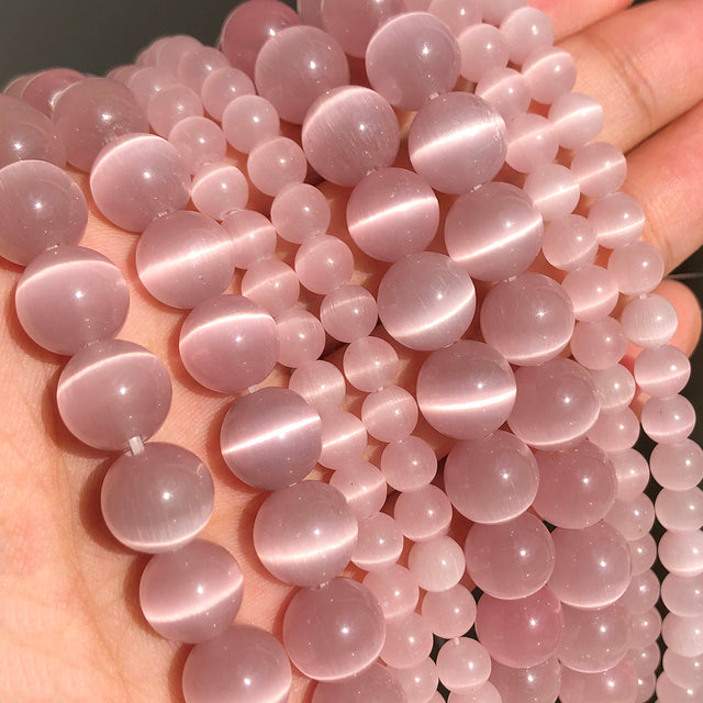 Natural Moon Stone Beads White Cat Eye Round Loose Beads 4/6/8/10/12mm Jewelry Making DIY Bracelet 15" Strand