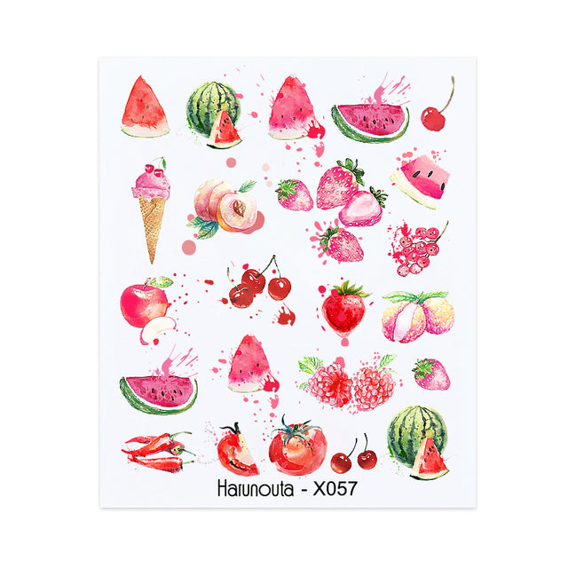 Harunouta Black Lines Flower Leaves Water Decals Stickers Floral Face Marble Pattern Slider For Nails Summer Nail Art Decoration