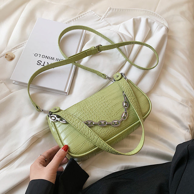 North bag crocodile chain underarm bag French stick bag female 2021 new fashion handbag shoulder bag female