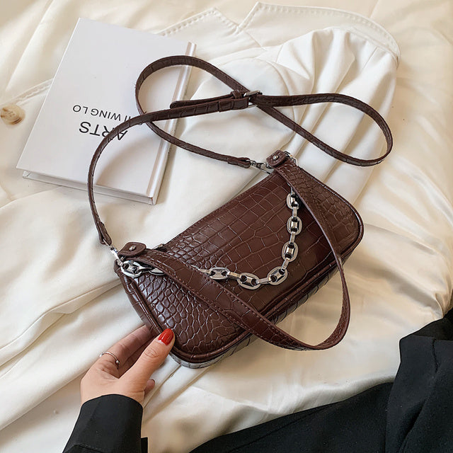 North bag crocodile chain underarm bag French stick bag female 2021 new fashion handbag shoulder bag female