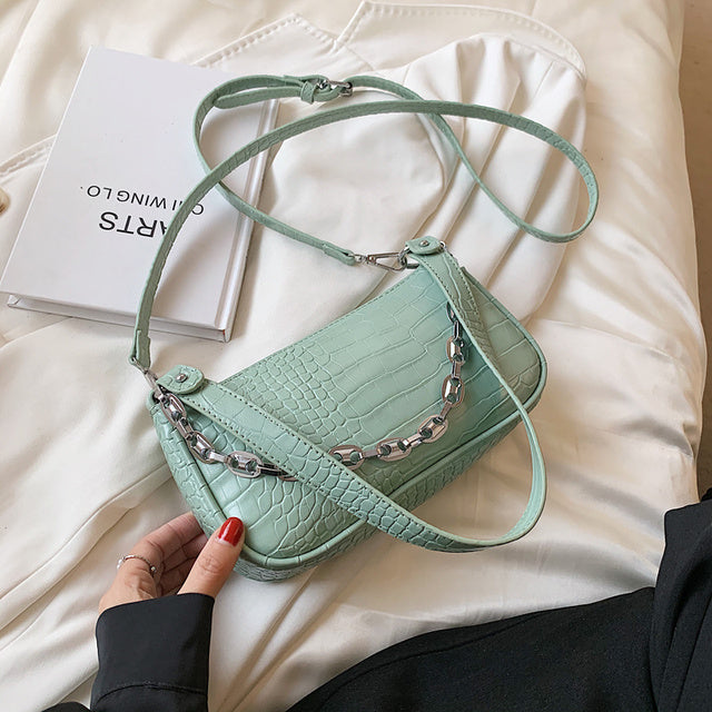 North bag crocodile chain underarm bag French stick bag female 2021 new fashion handbag shoulder bag female