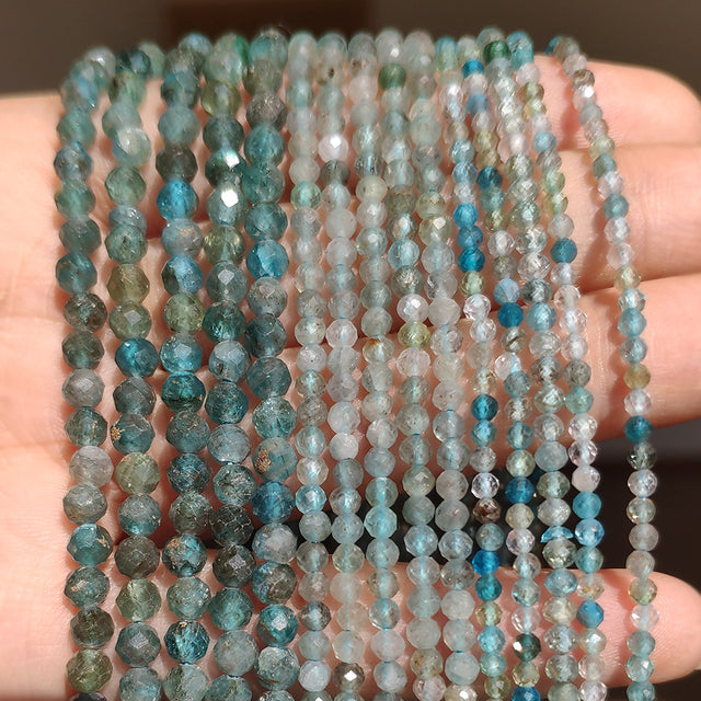 Natural Lapis Lazuli Bead Faceted Blue Stone Round Loose DIY Beads for Jewelry Making Handmade Bracelet 15inch 2/3/4mm