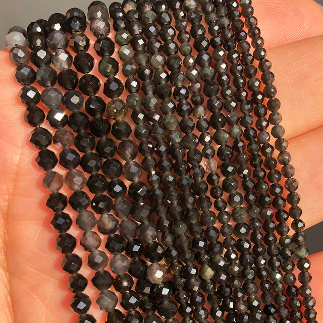 Natural Lapis Lazuli Bead Faceted Blue Stone Round Loose DIY Beads for Jewelry Making Handmade Bracelet 15inch 2/3/4mm