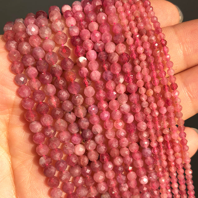 Natural Lapis Lazuli Bead Faceted Blue Stone Round Loose DIY Beads for Jewelry Making Handmade Bracelet 15inch 2/3/4mm