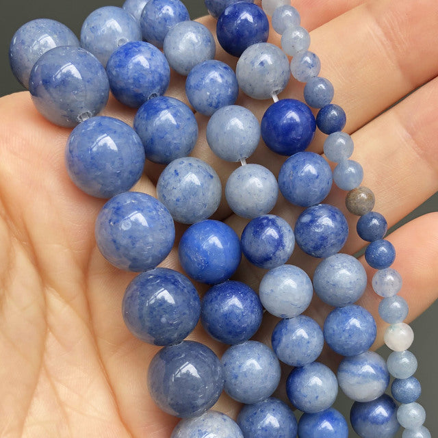 Natural Stone Beads Lapis Lazuli Round Loose Stone Beads For Jewelry Making DIY Bracelet Earrings Accessories 15'' 4/6/8/10/12mm