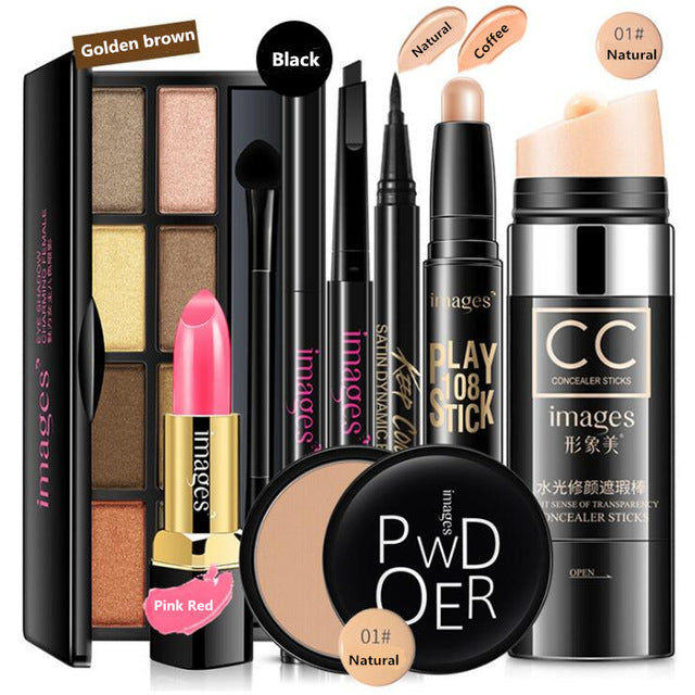 New Women Brand Makeup Set,Fashion Cosmetics Kit,Anti-wrinkle BB Cream,WaterProof Roll Mascara,Magic Eyeliner,Charming Lipstick