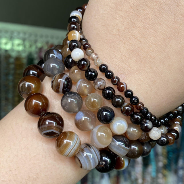 Natural Stone Beads 4-10mm Aquamarines Lava Opal Rose Quartzs Tiger Eye Moonstone Round Beads for Jewelry Making Diy Bracelet
