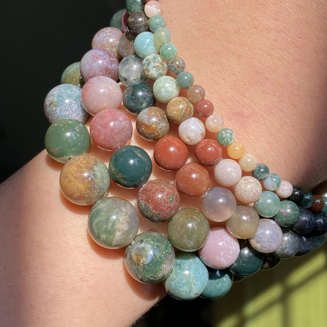 Natural Stone Beads 4-10mm Aquamarines Lava Opal Rose Quartzs Tiger Eye Moonstone Round Beads for Jewelry Making Diy Bracelet