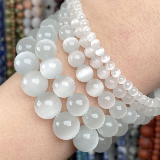 Natural Stone Beads 4-10mm Aquamarines Lava Opal Rose Quartzs Tiger Eye Moonstone Round Beads for Jewelry Making Diy Bracelet