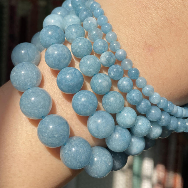 Natural Stone Beads 4-10mm Aquamarines Lava Opal Rose Quartzs Tiger Eye Moonstone Round Beads for Jewelry Making Diy Bracelet