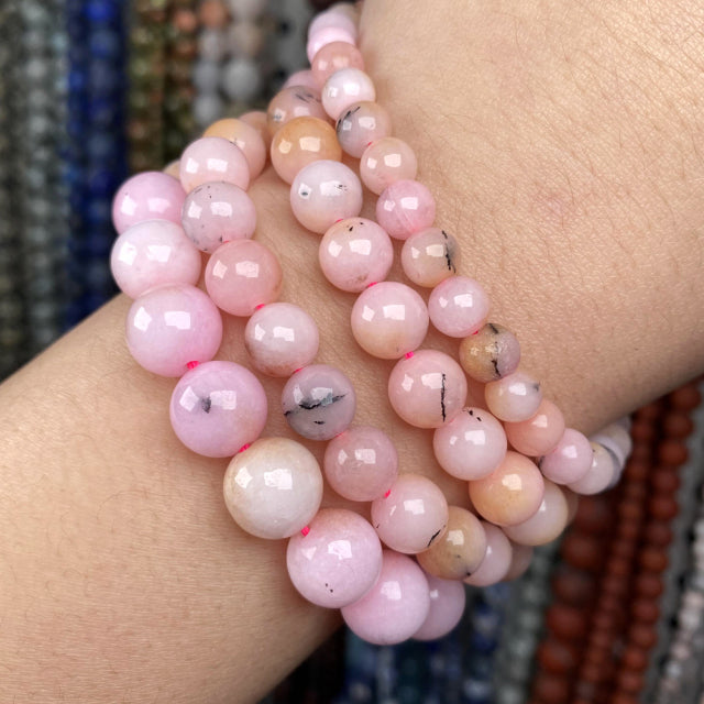 Natural Stone Beads 4-10mm Aquamarines Lava Opal Rose Quartzs Tiger Eye Moonstone Round Beads for Jewelry Making Diy Bracelet