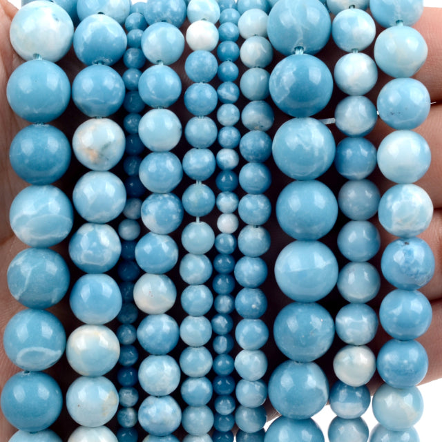 Natural Stone Beads 4-10mm Aquamarines Lava Opal Rose Quartzs Tiger Eye Moonstone Round Beads for Jewelry Making Diy Bracelet
