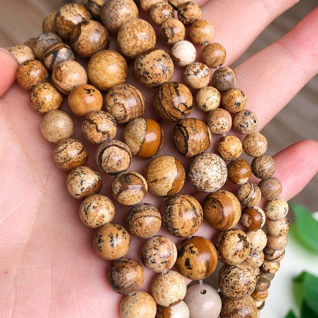 natural dull polish matte picture Jaspers stone beads for jewelry making 15inches natural stone beads 4/6/810mm