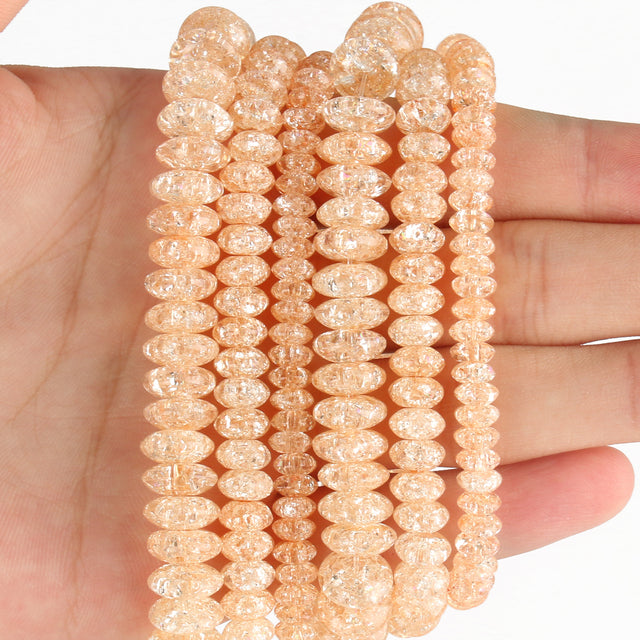 White Snow Cracked Crystal Beads 6/8/10mm Multicolor Round Loose Quartz Crystal Beads for Jewelry Making DIY Bracelet 15inch