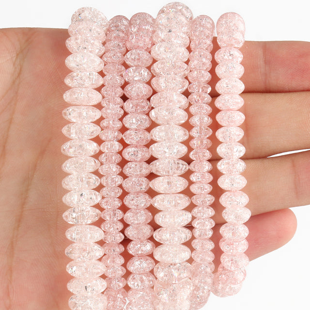 White Snow Cracked Crystal Beads 6/8/10mm Multicolor Round Loose Quartz Crystal Beads for Jewelry Making DIY Bracelet 15inch