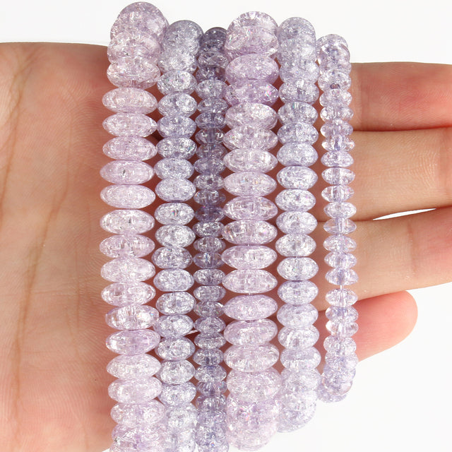 White Snow Cracked Crystal Beads 6/8/10mm Multicolor Round Loose Quartz Crystal Beads for Jewelry Making DIY Bracelet 15inch