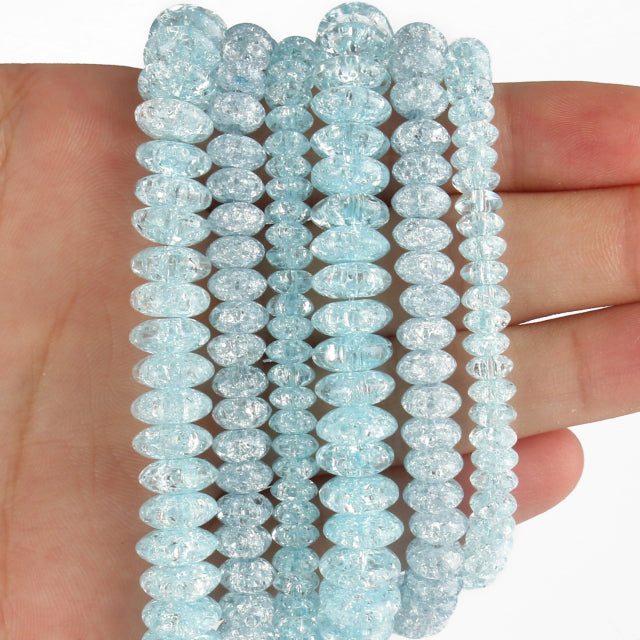 White Snow Cracked Crystal Beads 6/8/10mm Multicolor Round Loose Quartz Crystal Beads for Jewelry Making DIY Bracelet 15inch