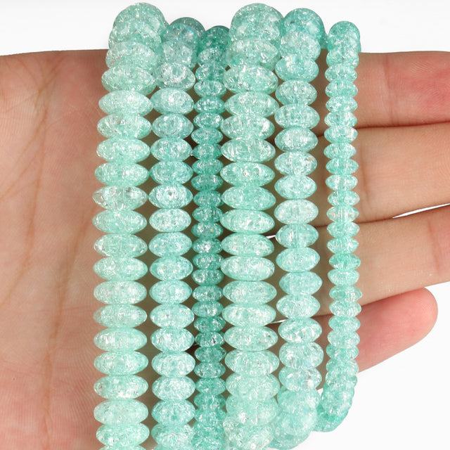 White Snow Cracked Crystal Beads 6/8/10mm Multicolor Round Loose Quartz Crystal Beads for Jewelry Making DIY Bracelet 15inch
