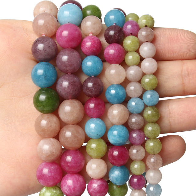 Wholesale Jades Chalcedony Beads Natural Stone Bedas for Jewelry Making Loose Spacer Round Beads DIY Necklace Bracelet 15inch