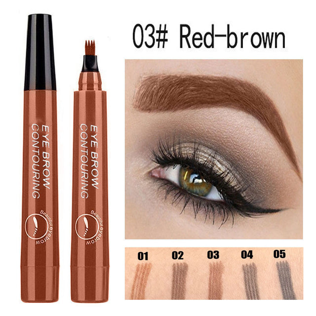 5 Colors Eyebrow Pen 3D Microblading Waterproof 4 Fork Tip Eyebrow Tattoo Pencil Fine Sketch Eye Brow Pen Makeup Woman Cosmetics