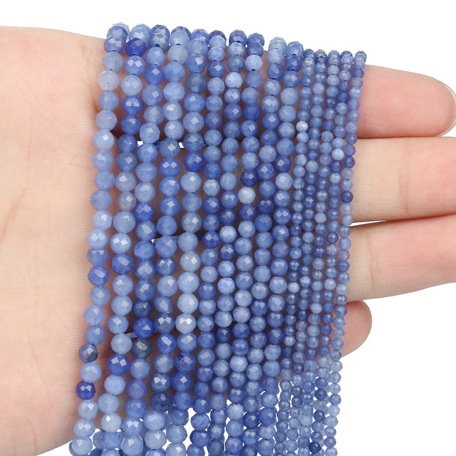Natural Lapis Lazuli Bead Faceted Blue Stone Round Loose DIY Beads for Jewelry Making Handmade Bracelet 15inch 2/3/4mm