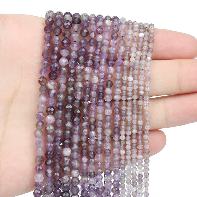 Natural Lapis Lazuli Bead Faceted Blue Stone Round Loose DIY Beads for Jewelry Making Handmade Bracelet 15inch 2/3/4mm