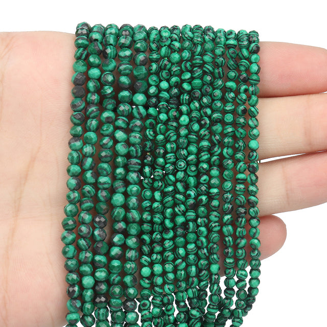 Natural Lapis Lazuli Bead Faceted Blue Stone Round Loose DIY Beads for Jewelry Making Handmade Bracelet 15inch 2/3/4mm