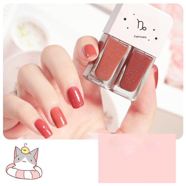 Two Bottles Gel Nails Polish Set Waterborne Shiny Quick Drying No Bake Normal Nail Polish Combination DIY 2 In 1 Nail Art Gel