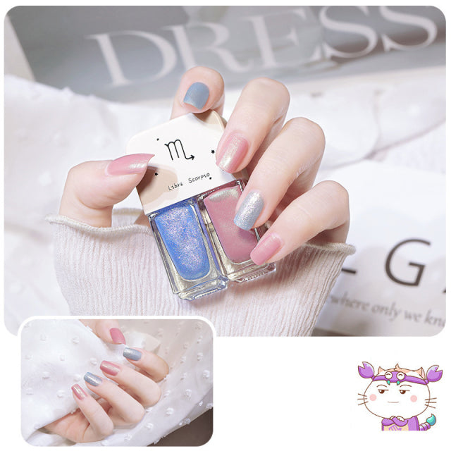 Two Bottles Gel Nails Polish Set Waterborne Shiny Quick Drying No Bake Normal Nail Polish Combination DIY 2 In 1 Nail Art Gel