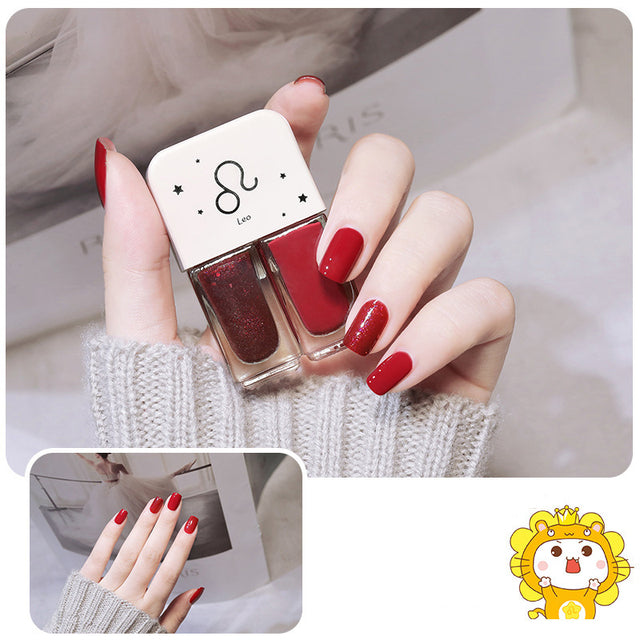 Two Bottles Gel Nails Polish Set Waterborne Shiny Quick Drying No Bake Normal Nail Polish Combination DIY 2 In 1 Nail Art Gel