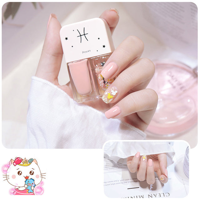 Two Bottles Gel Nails Polish Set Waterborne Shiny Quick Drying No Bake Normal Nail Polish Combination DIY 2 In 1 Nail Art Gel