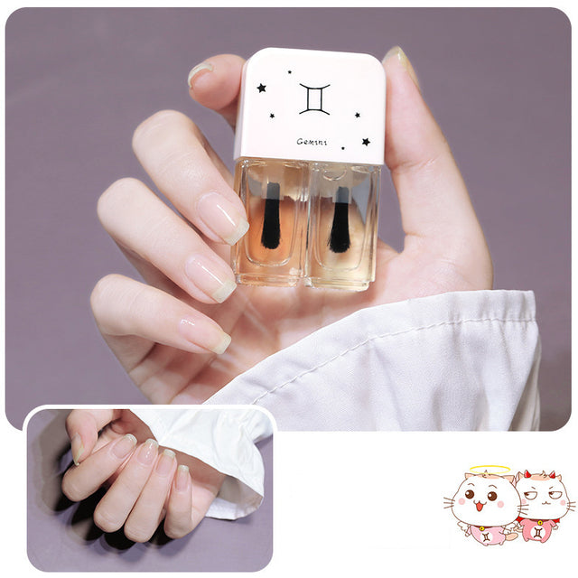 Two Bottles Gel Nails Polish Set Waterborne Shiny Quick Drying No Bake Normal Nail Polish Combination DIY 2 In 1 Nail Art Gel