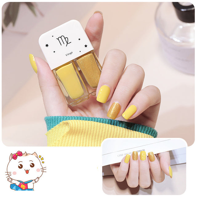 Two Bottles Gel Nails Polish Set Waterborne Shiny Quick Drying No Bake Normal Nail Polish Combination DIY 2 In 1 Nail Art Gel